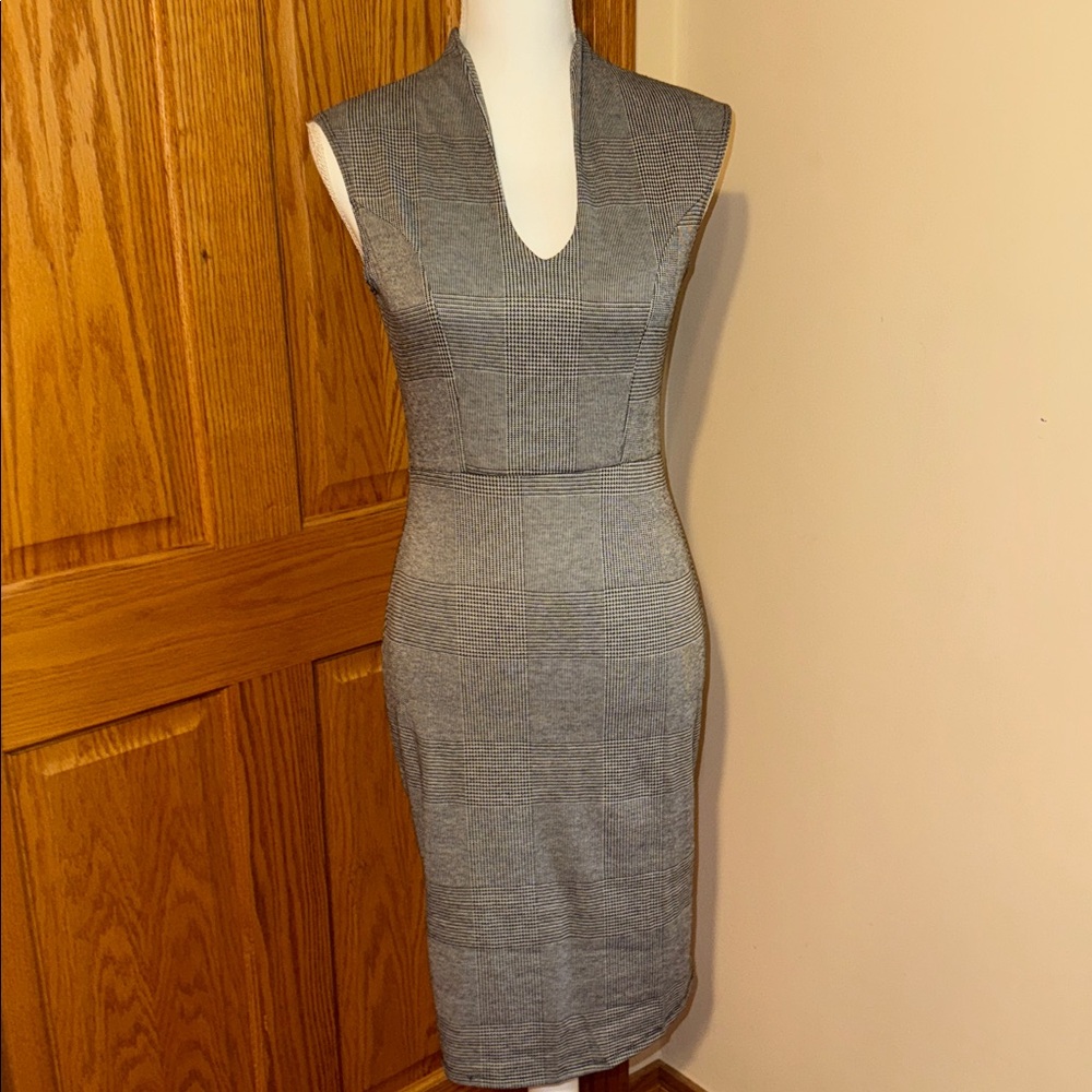 Rolla Coster black Houndstooth professional Midi Dress